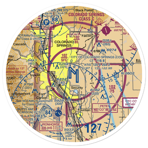 City of Colorado Springs Municipal Airport (COS) VFR Sectional Sticker (30 mile)