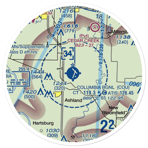 Columbia Regional Airport (COU) VFR Sectional Sticker (20 mile)