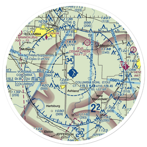 Columbia Regional Airport (COU) VFR Sectional Sticker (30 mile)