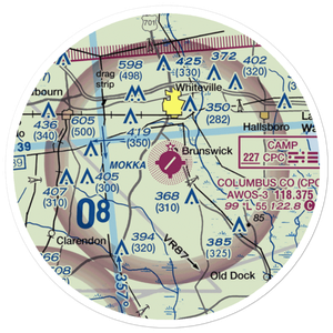 Columbus County Municipal Airport (CPC) VFR Sectional Sticker (20 mile)
