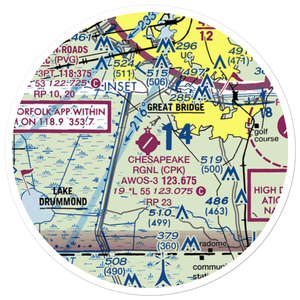 Chesapeake Regional Airport (CPK) VFR Sectional Sticker (20 mile)