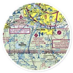 Chesapeake Regional Airport (CPK) VFR Sectional Sticker (30 mile)