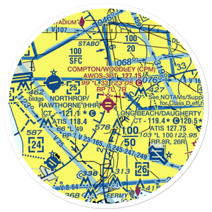 Compton Woodley Airport (CPM) VFR Sectional Sticker (20 mile)