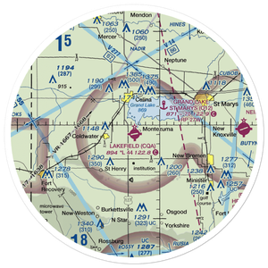 Lakefield Airport (CQA) VFR Sectional Sticker (30 mile)
