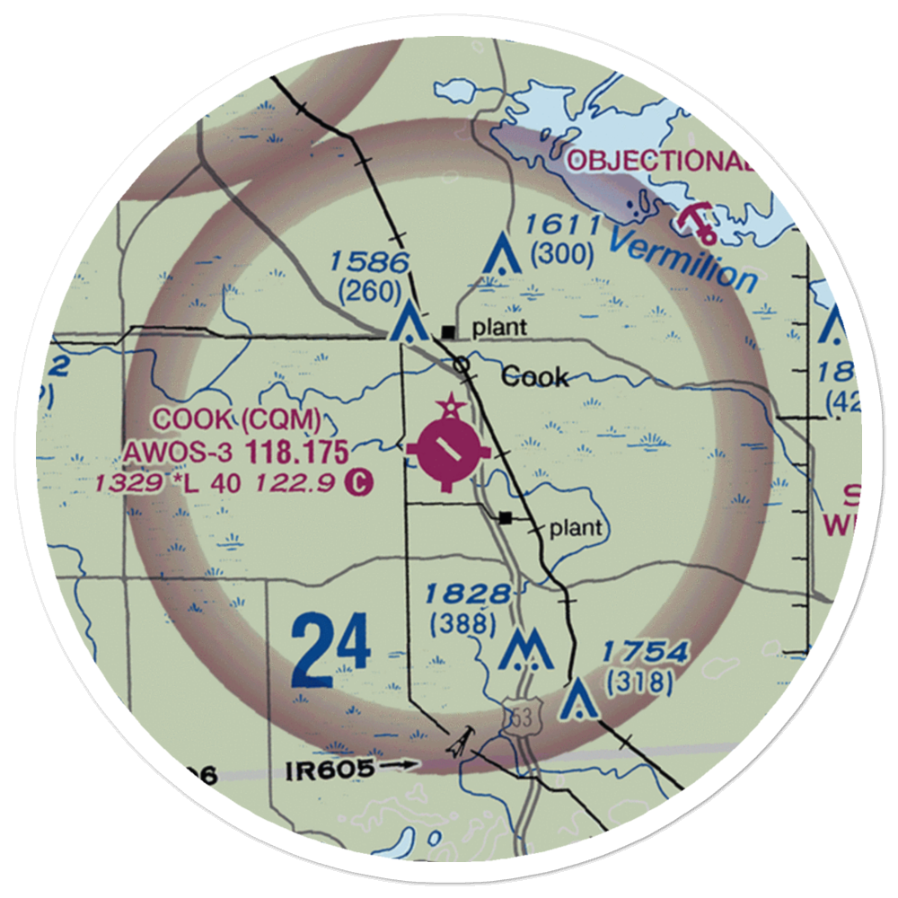Cook Municipal Airport (CQM) VFR Sectional Sticker (20 mile) 