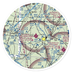 Cheraw Municipal Airport/Lynch Bellinger Field (CQW) VFR Sectional Sticker (30 mile)