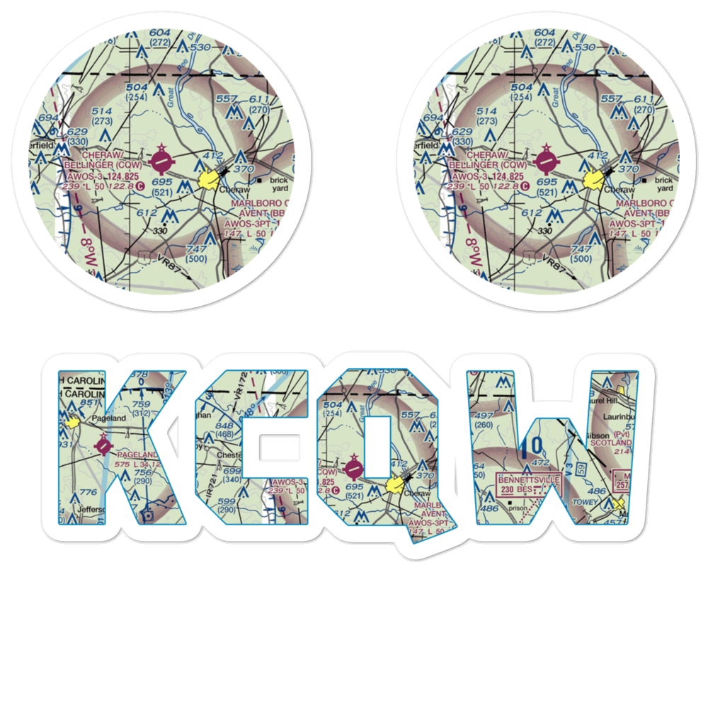 Cheraw Municipal Airport/Lynch Bellinger Field (CQW) VFR Sectional Sticker Pack 