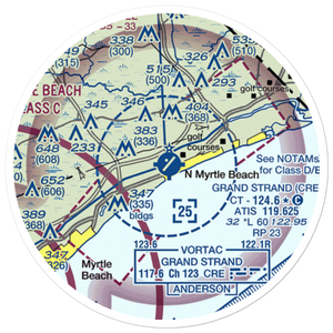 Grand Strand Airport (CRE) VFR Sectional Sticker (20 mile)