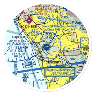 Mc Clellan-Palomar Airport (CRQ) VFR Sectional Sticker (20 mile)
