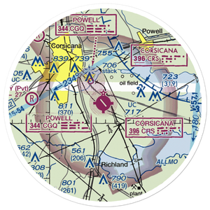 C David Campbell Field Corsicana Municipal Airport (CRS) VFR Sectional Sticker (20 mile)