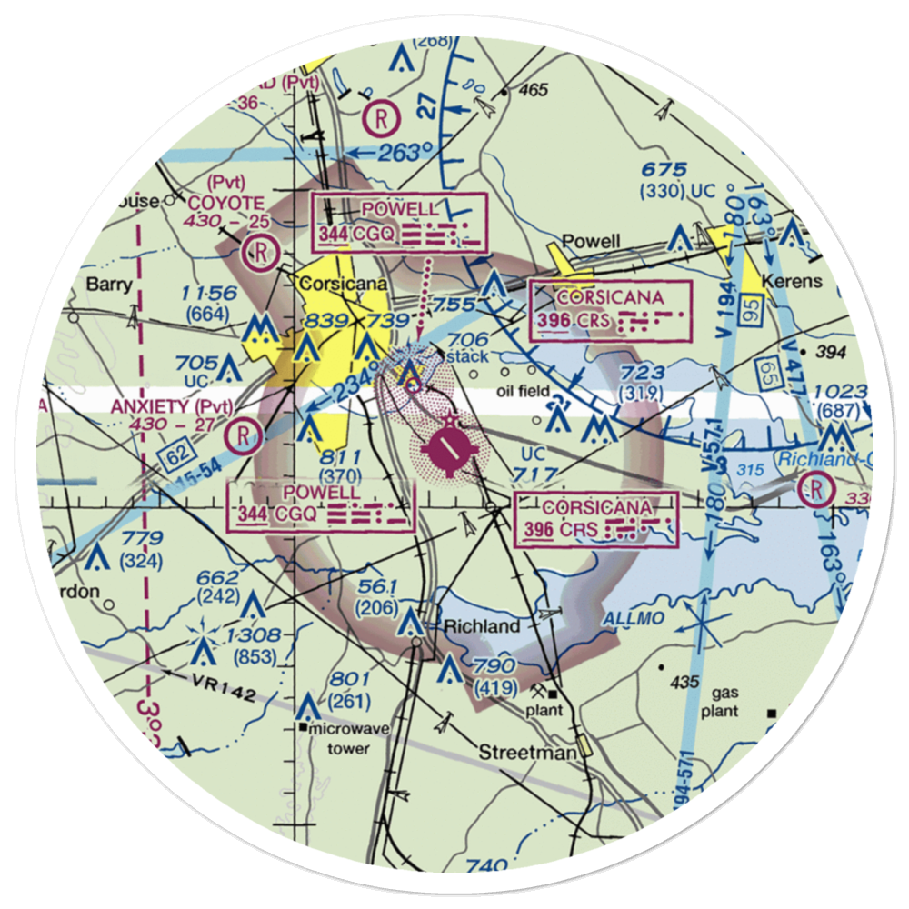 C David Campbell Field Corsicana Municipal Airport (CRS) VFR Sectional Sticker (30 mile) 