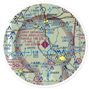 West Georgia Regional O V Gray Field (CTJ) VFR Sectional Sticker (20 mile)