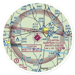 Sampson County Airport (CTZ) VFR Sectional Sticker (20 mile)