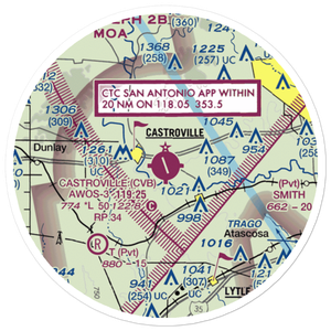 Castroville Municipal Airport (CVB) VFR Sectional Sticker (20 mile)