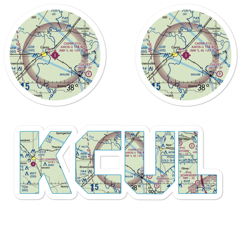Carmi Municipal Airport (CUL) VFR Sectional Sticker Pack 