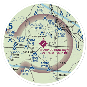 Sharp County Regional Airport (CVK) VFR Sectional Sticker (20 mile)