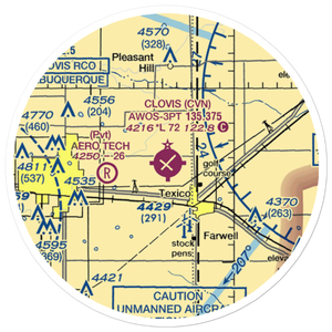 Clovis Municipal Airport (CVN) VFR Sectional Sticker (20 mile)