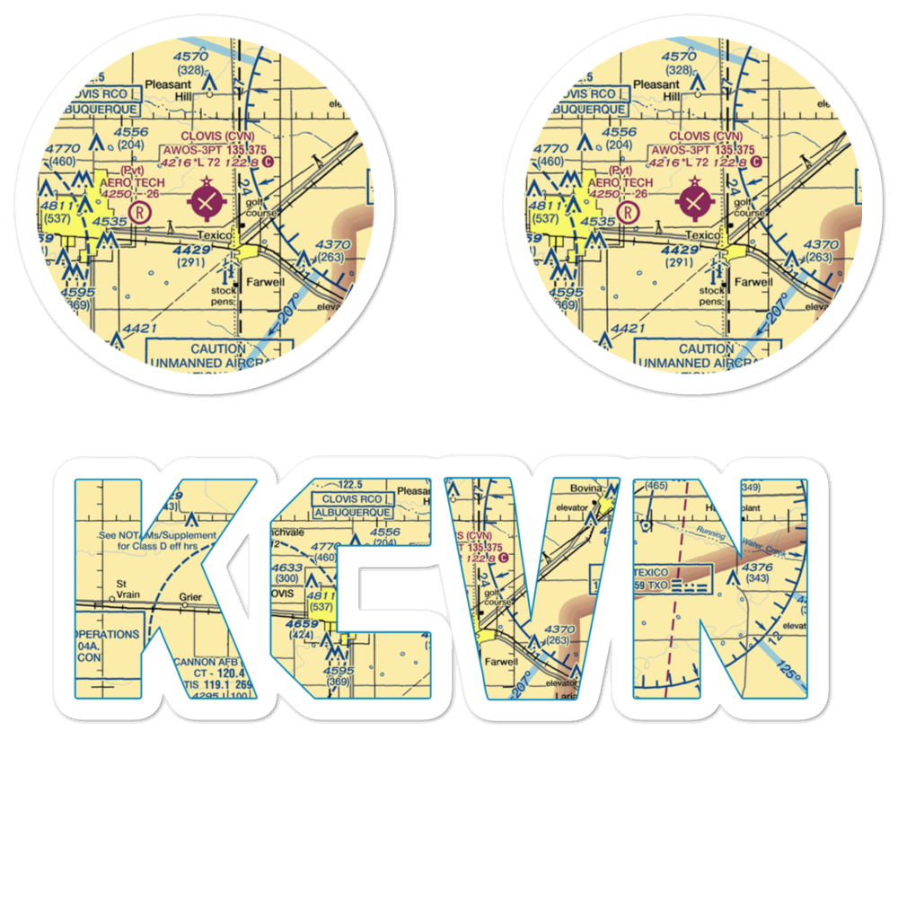 Clovis Municipal Airport (CVN) VFR Sectional Sticker Pack 