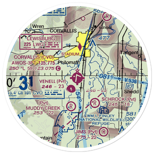 Corvallis Municipal Airport (CVO) VFR Sectional Sticker (20 mile)
