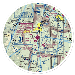 Corvallis Municipal Airport (CVO) VFR Sectional Sticker (30 mile)