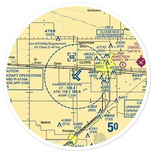 Cannon Air Force Base (CVS) VFR Sectional Sticker (30 mile)