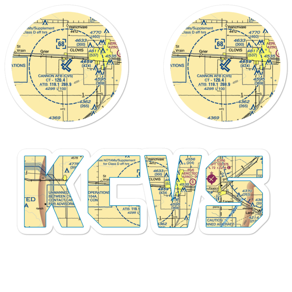 Cannon Air Force Base (CVS) VFR Sectional Sticker Pack 