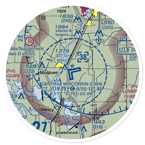 Central Wisconsin Airport (CWA) VFR Sectional Sticker (20 mile)
