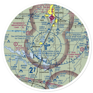 Central Wisconsin Airport (CWA) VFR Sectional Sticker (30 mile)