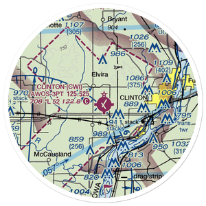Clinton Municipal Airport (CWI) VFR Sectional Sticker (20 mile)