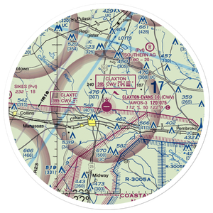 Claxton Evans County Airport (CWV) VFR Sectional Sticker (30 mile)