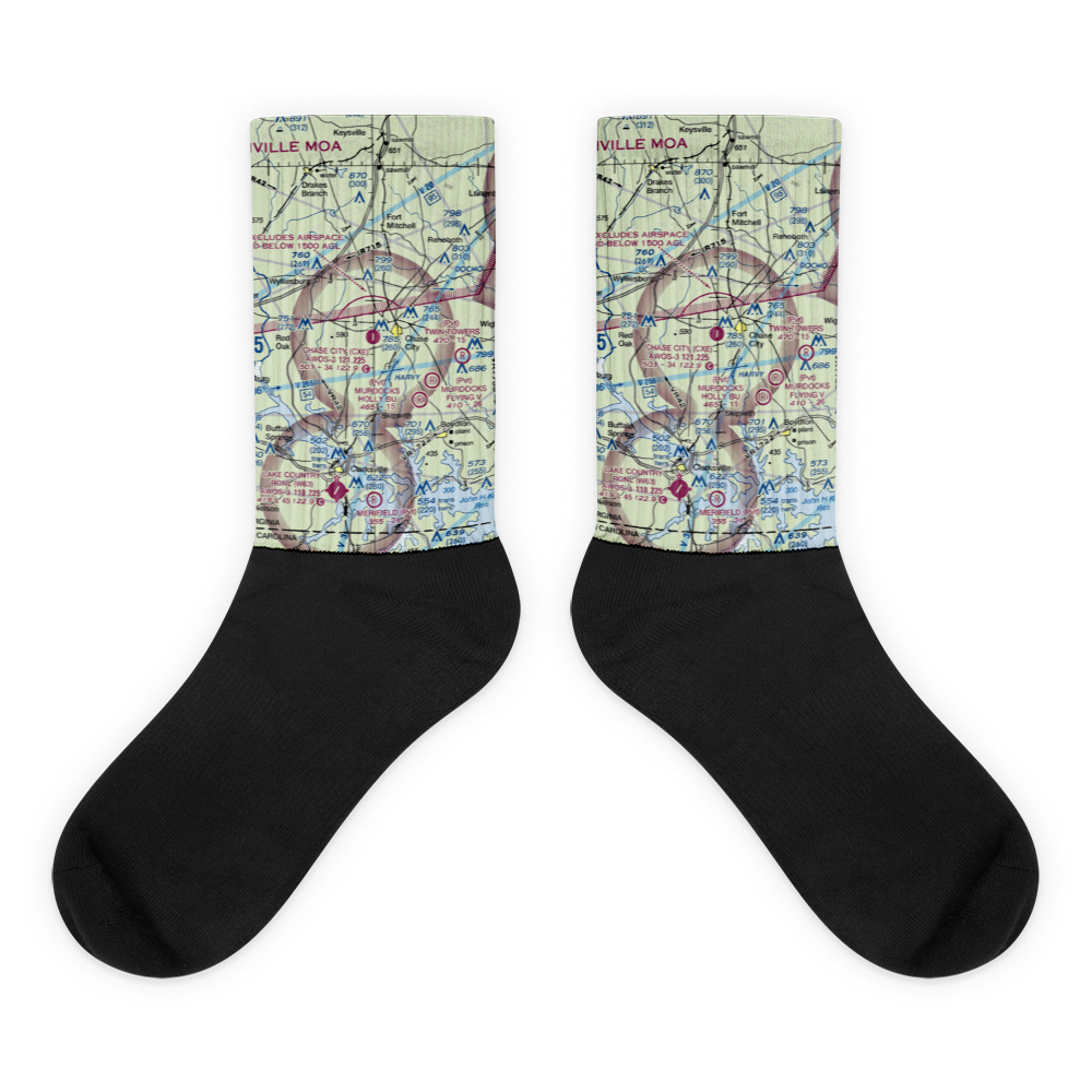 Chase City Municipal Airport (CXE) VFR Sectional Socks 