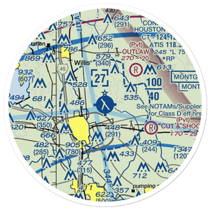Conroe-North Houston Regional Airport (CXO) VFR Sectional Sticker (20 mile)