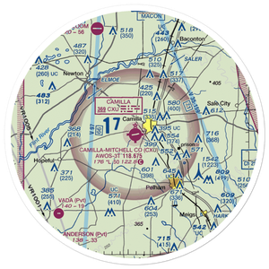 Camilla Mitchell County Airport (CXU) VFR Sectional Sticker (30 mile)
