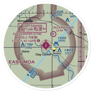 Clay Center Municipal Airport (CYW) VFR Sectional Sticker (20 mile)