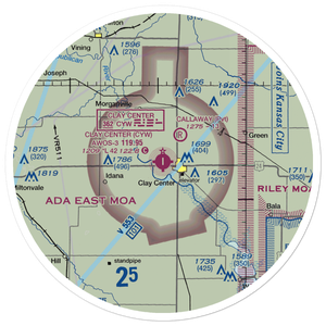 Clay Center Municipal Airport (CYW) VFR Sectional Sticker (30 mile)