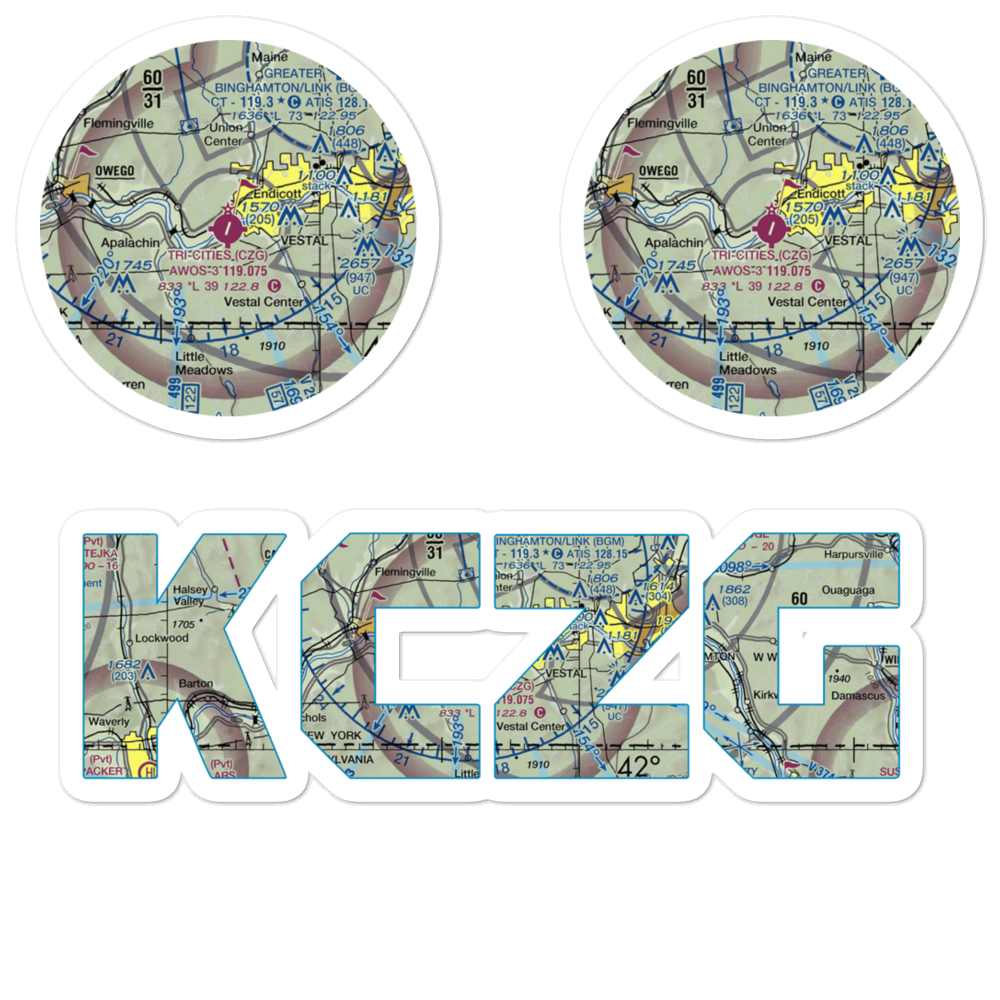 Tri Cities Airport (CZG) VFR Sectional Sticker Pack 
