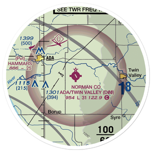 Norman County/Ada/Twin Valley Airport (D00) VFR Sectional Sticker (20 mile)