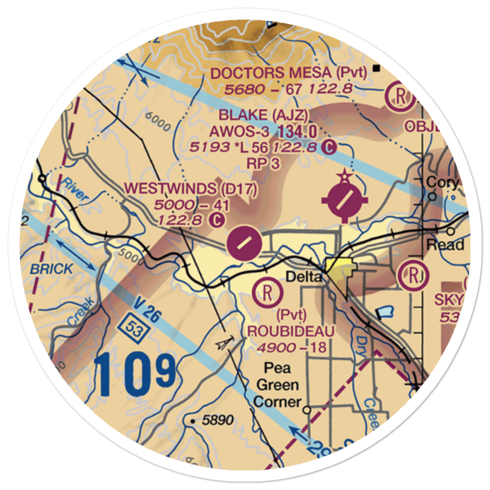 Westwinds Airport (D17) VFR Sectional Sticker (20 mile) 