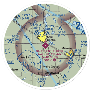 Sauk Centre Municipal Airport (D39) VFR Sectional Sticker (20 mile)