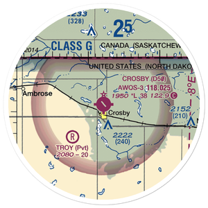 Crosby Municipal Airport (D50) VFR Sectional Sticker (20 mile)