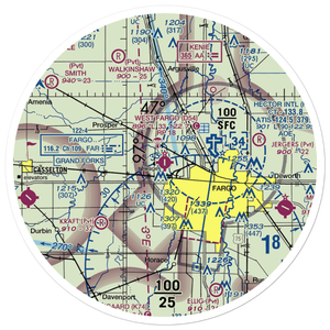 West Fargo Municipal Airport (D54) VFR Sectional Sticker (30 mile)