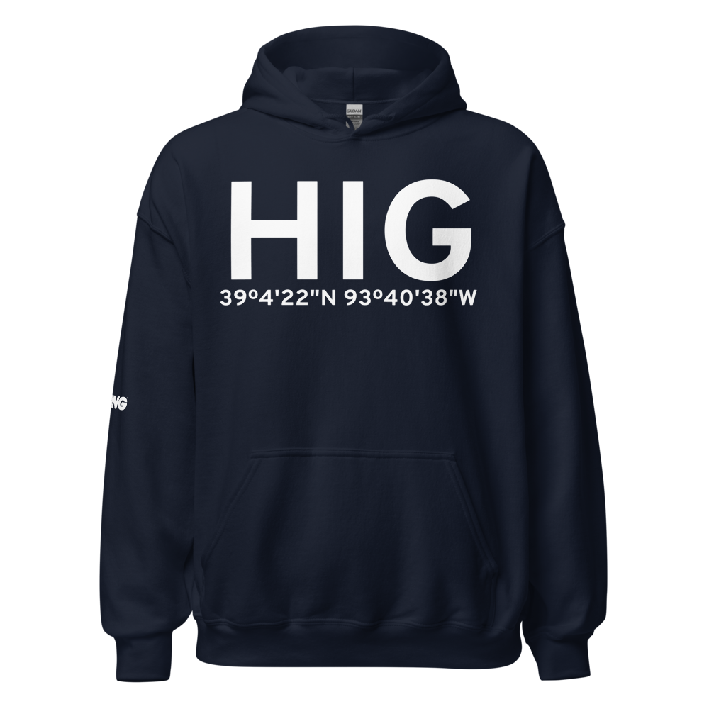 Higginsville (KHIG) Airport Hoodie Sweatshirt 