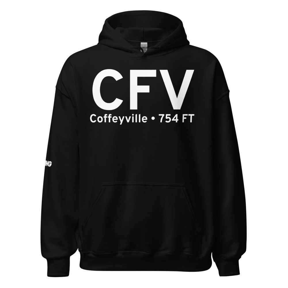 Coffeyville (KCFV) Airport Hoodie Sweatshirt 