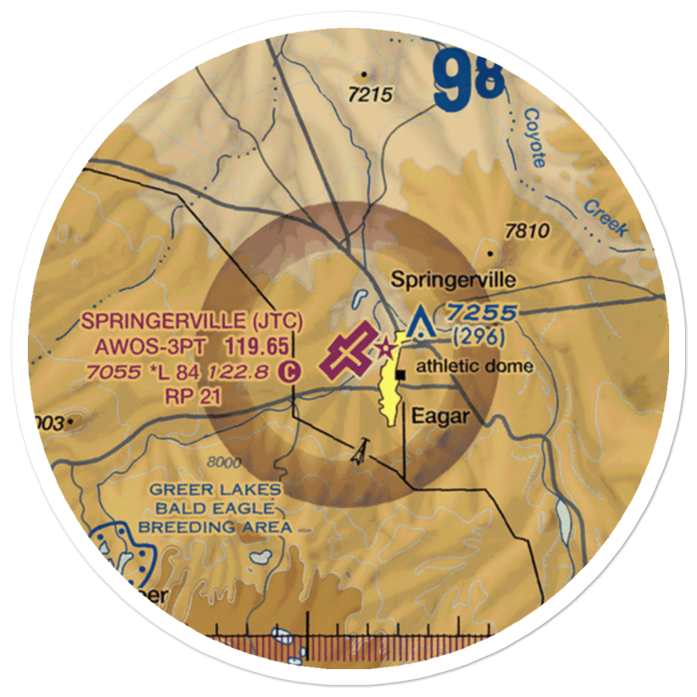 Springerville Municipal Airport (JTC) VFR Sectional Sticker (20 mile) 