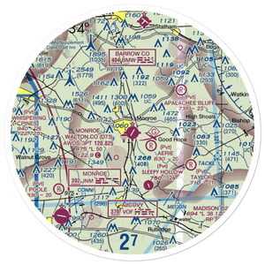 Monroe Walton County Airport (D73) VFR Sectional Sticker (30 mile)