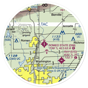 Romeo State Airport (D98) VFR Sectional Sticker (20 mile)
