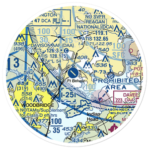 Davison Army Air Field (DAA) VFR Sectional Sticker (20 mile)