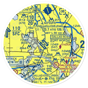 Dallas Love Field (DAL) VFR Sectional Sticker (20 mile)