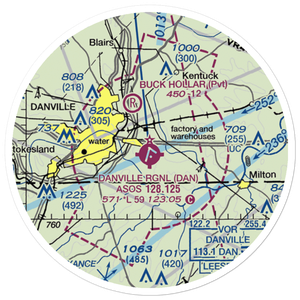 Danville Regional Airport (DAN) VFR Sectional Sticker (20 mile)