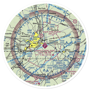 Danville Regional Airport (DAN) VFR Sectional Sticker (30 mile)